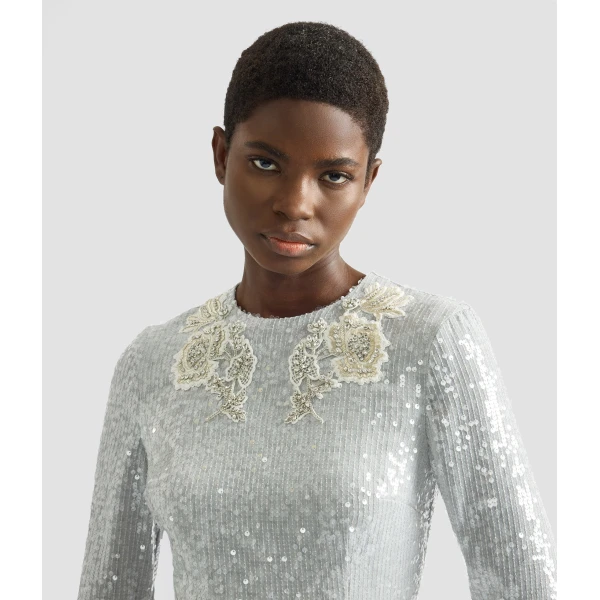 Erdem Embellished Sequins Long Sleeve Gown - Dresses - British Romantic Luxury at Luxury Shoes 