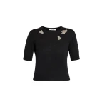 Erdem Embellished Short Sleeve Knit Top - Knitwear - British Romantic Luxury at Luxury Shoes 