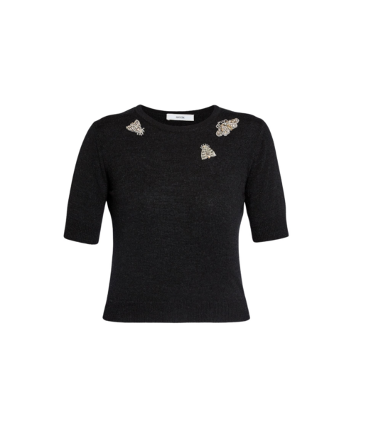 Erdem Embellished Short Sleeve Knit Top - Knitwear - British Romantic Luxury at Luxury Shoes 