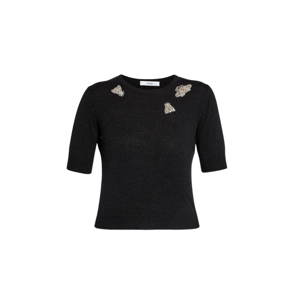 Embellished Short Sleeve Knit Top