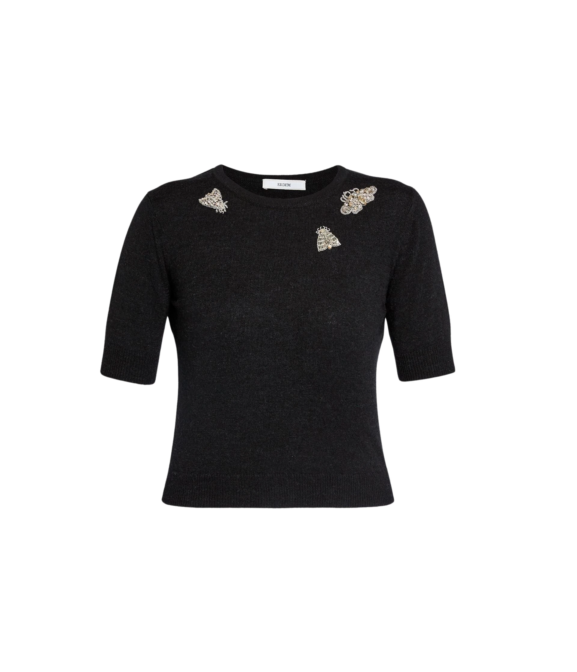 Erdem-Embellished-Short-Sleeve-Knit-Top-coveti-215048_nobg Erdem Embellished Short Sleeve Knit Top - Knitwear - British Romantic Luxury at Luxury Shoes