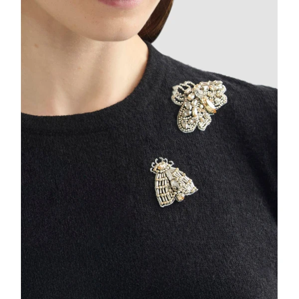 Erdem Embellished Short Sleeve Knit Top - Knitwear - British Romantic Luxury at Luxury Shoes 