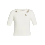 Erdem Embellished Short Sleeve Knit Top - Knitwear - British Romantic Luxury at Luxury Shoes 