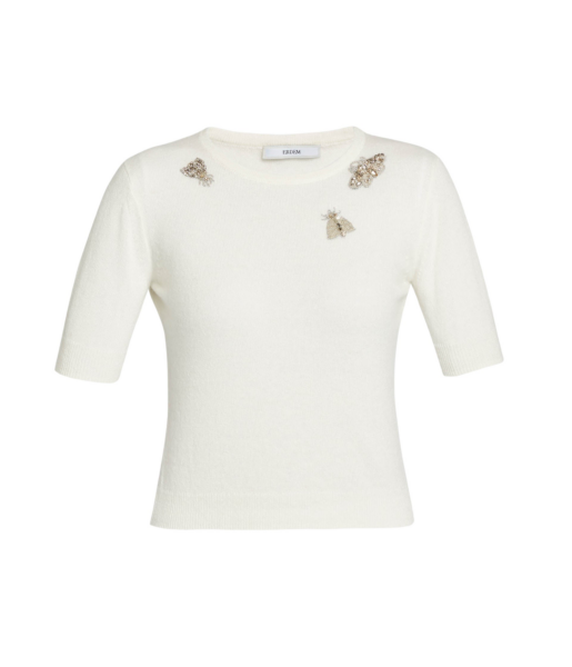 Erdem Embellished Short Sleeve Knit Top - Knitwear - British Romantic Luxury at Luxury Shoes 