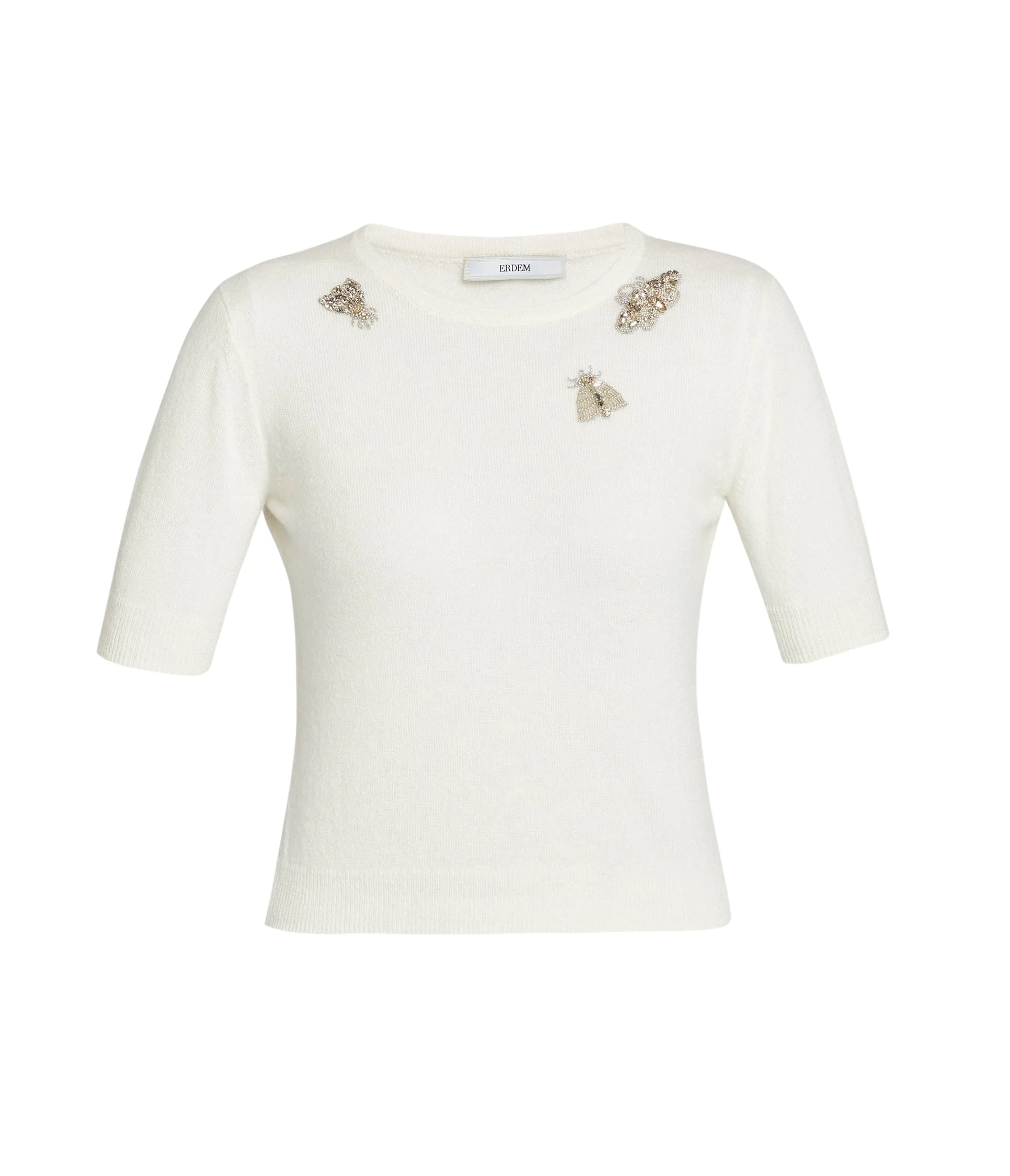 Erdem-Embellished-Short-Sleeve-Knit-Top-coveti62293_nobg Erdem Embellished Short Sleeve Knit Top - Knitwear - British Romantic Luxury at Luxury Shoes