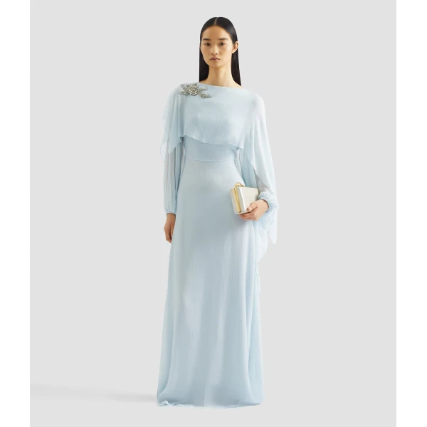 Erdem Embellished Silk Creponne Long Sleeve Gown - Dresses - British Romantic Luxury at Luxury Shoes 
