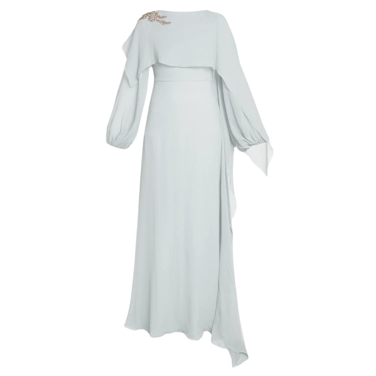 Erdem Embellished Silk Creponne Long Sleeve Gown - Dresses - British Romantic Luxury at Luxury Shoes 