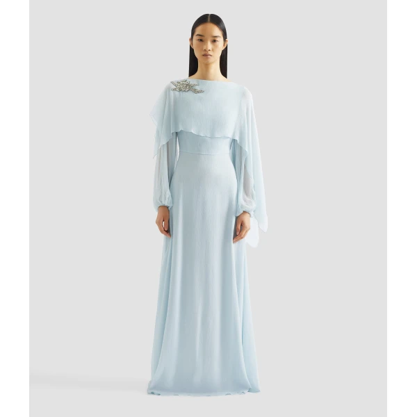 Erdem Embellished Silk Creponne Long Sleeve Gown - Dresses - British Romantic Luxury at Luxury Shoes 