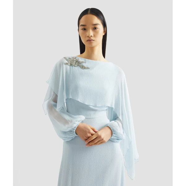 Erdem Embellished Silk Creponne Long Sleeve Gown - Dresses - British Romantic Luxury at Luxury Shoes 