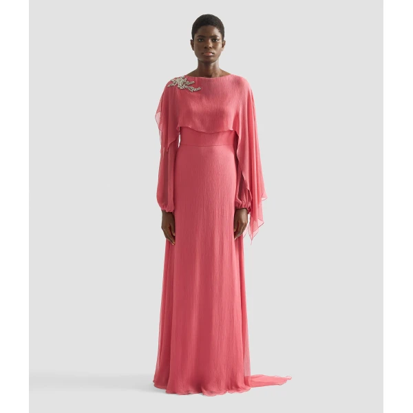 Erdem Embellished Silk Creponne Long Sleeve Gown - Dresses - British Romantic Luxury at Luxury Shoes 