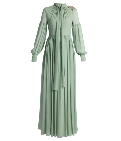 Erdem Embellished Silk Creponne Long Sleeve Gown - Dresses - British Romantic Luxury at Luxury Shoes 