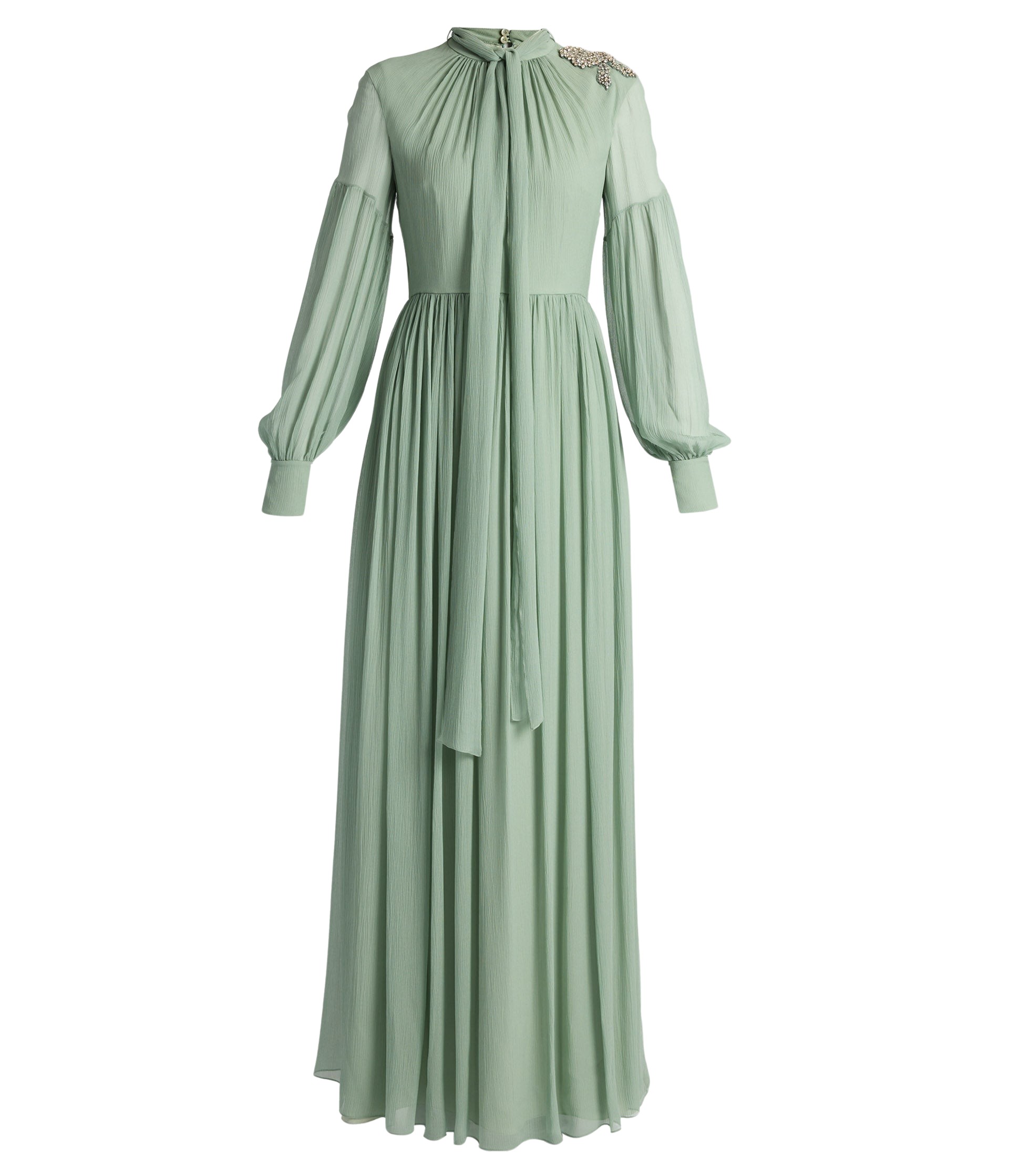 Erdem Embellished Silk Creponne Long Sleeve Gown - Dresses - British Romantic Luxury at Luxury Shoes 