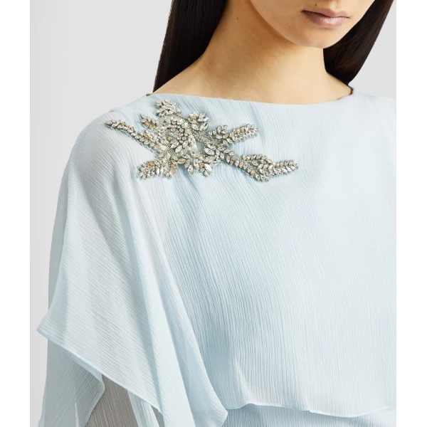 Erdem Embellished Silk Creponne Long Sleeve Gown - Dresses - British Romantic Luxury at Luxury Shoes 