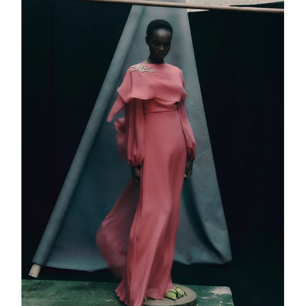 Erdem Embellished Silk Creponne Long Sleeve Gown - Dresses - British Romantic Luxury at Luxury Shoes 