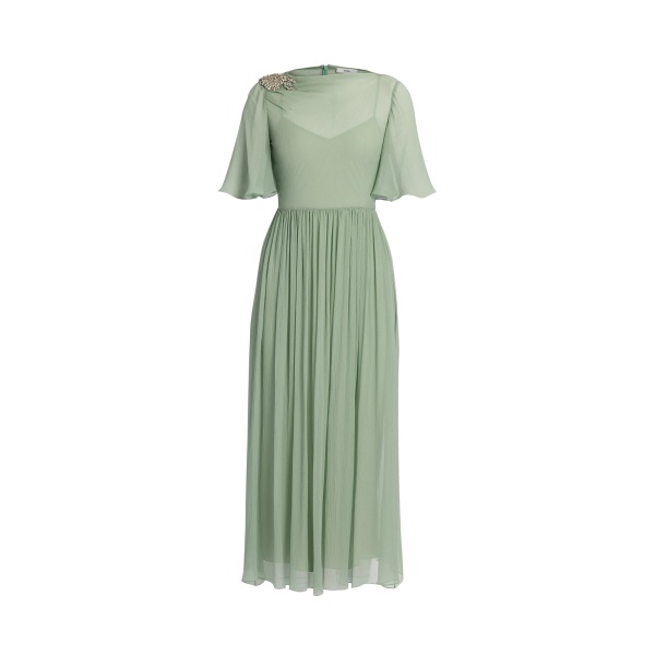 Erdem Embellished Silk Creponne Short Sleeve Midi Dress - Dresses - British Romantic Luxury at Luxury Shoes 