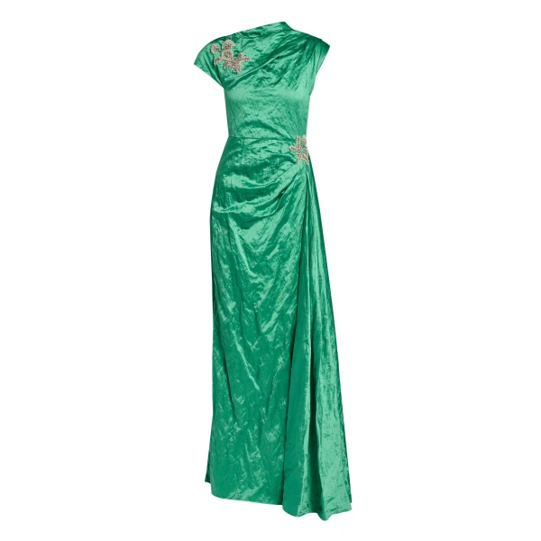 Erdem Embellished Textured Satin Draped Gown - Dresses - British Romantic Luxury at Luxury Shoes 