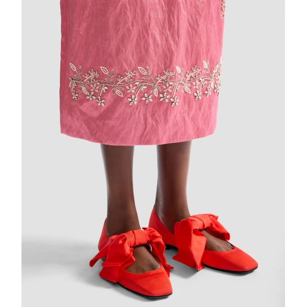 Erdem Embellished Textured Satin Midi Pencil Dress - Dresses - British Romantic Luxury at Luxury Shoes 