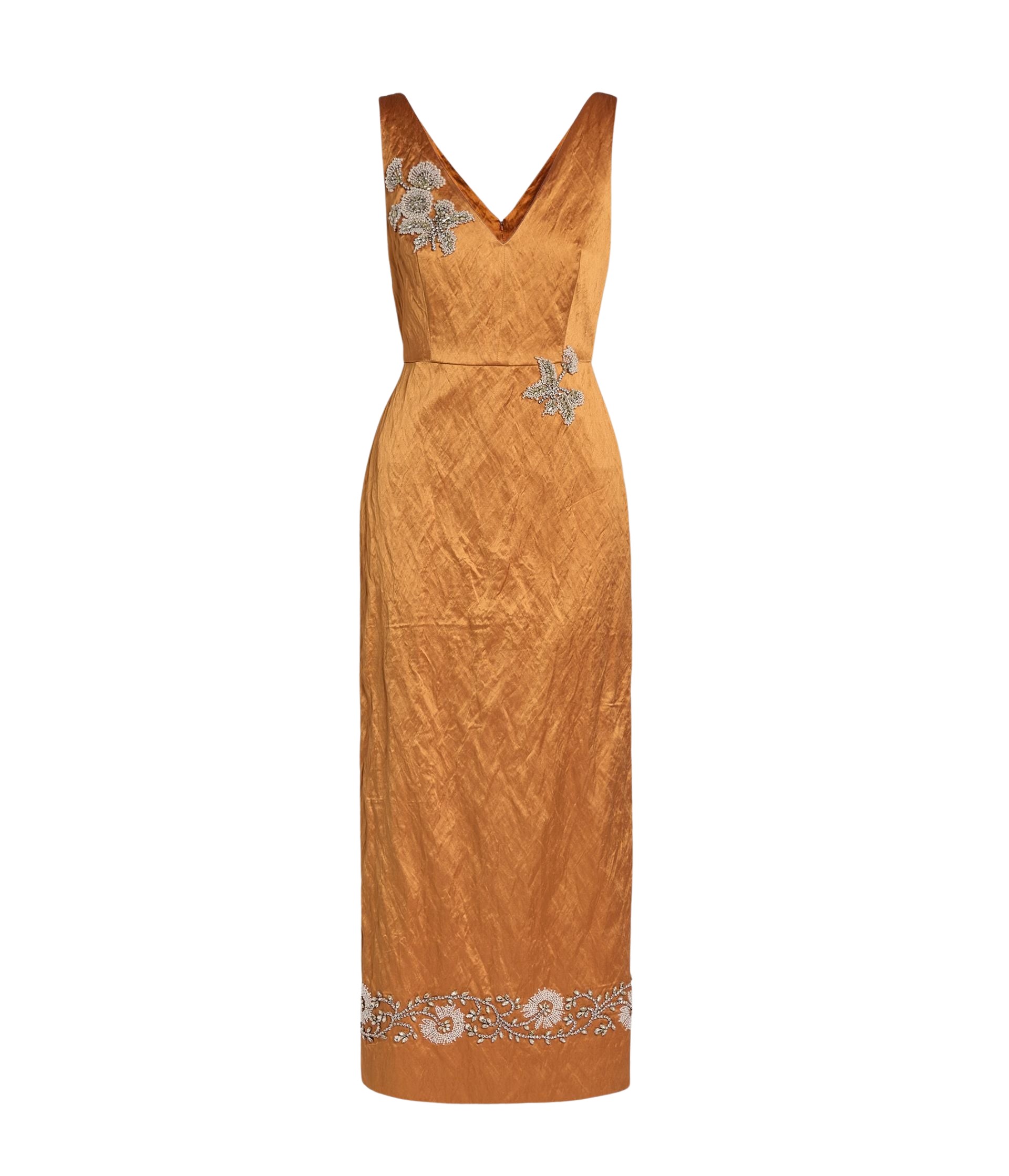 Erdem Embellished Textured Satin Midi Pencil Dress - Dresses - British Romantic Luxury at Luxury Shoes 