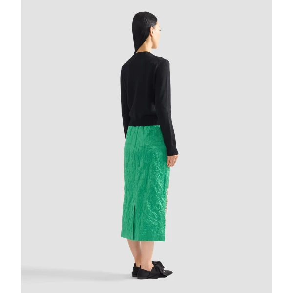 Erdem Embellished Textured Satin Midi Pencil Skirt, view 3