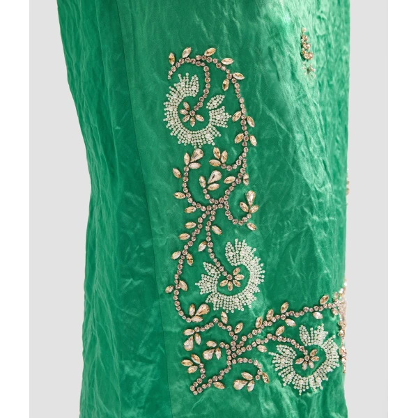 Erdem Embellished Textured Satin Midi Pencil Skirt, view 6