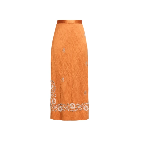 Erdem Embellished Textured Satin Midi Pencil Skirt - Skirts - British Romantic Luxury at Luxury Shoes 
