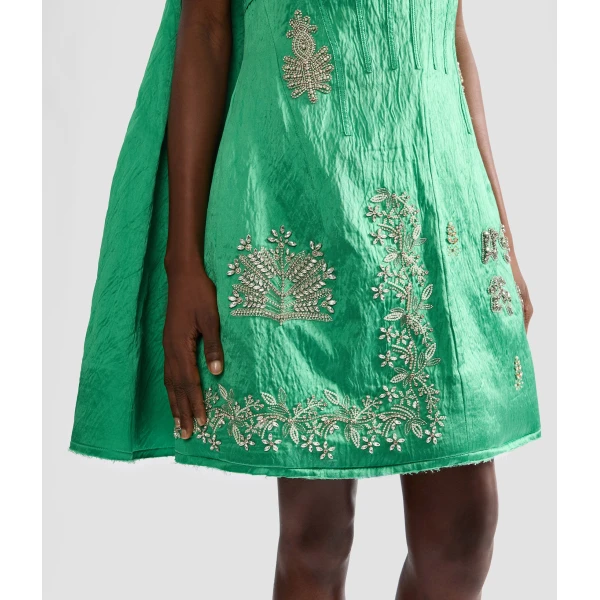 Erdem Embellished Textured Satin Off Shoulder Mini Dress - Dresses - British Romantic Luxury at Luxury Shoes 