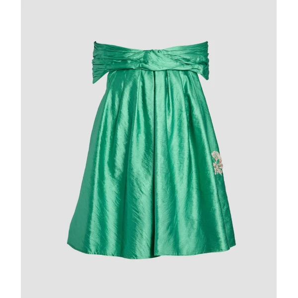 Erdem Embellished Textured Satin Off Shoulder Mini Dress - Dresses - British Romantic Luxury at Luxury Shoes 