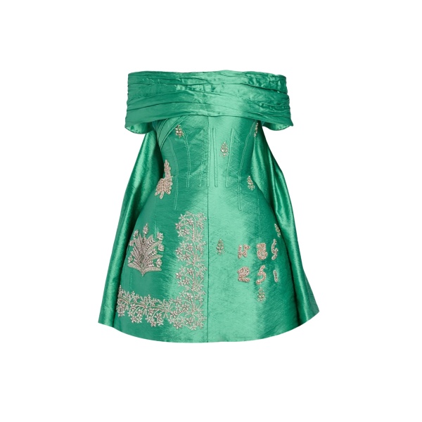 Erdem Embellished Textured Satin Off Shoulder Mini Dress - Dresses - British Romantic Luxury at Luxury Shoes 