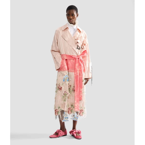 Erdem Embellished Textured Satin Trench Coat - Coats - British Romantic Luxury at Luxury Shoes 