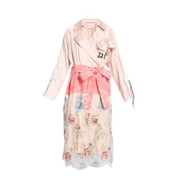 Erdem Embellished Textured Satin Trench Coat - Coats - British Romantic Luxury at Luxury Shoes 