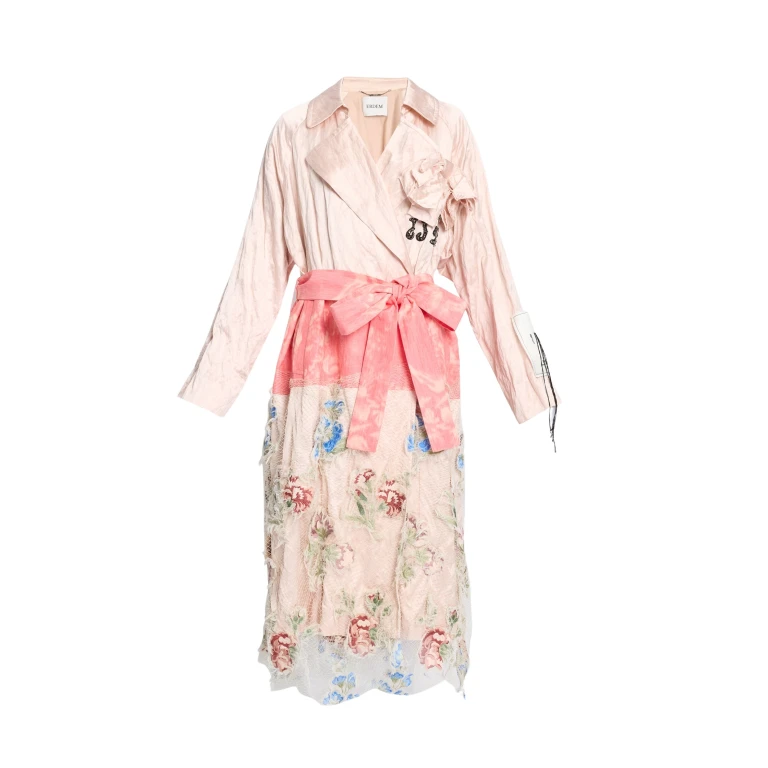 Erdem Embellished Textured Satin Trench Coat - Coats - British Romantic Luxury at Luxury Shoes 