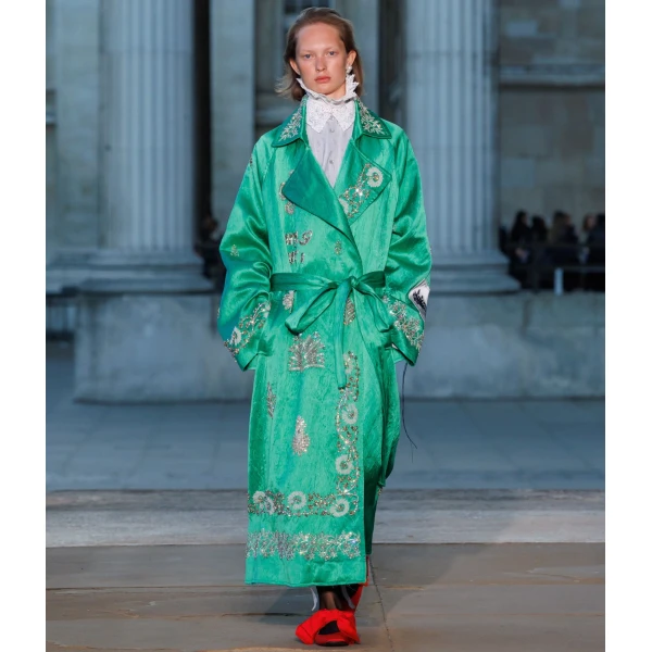 Erdem Embellished Textured Satin Trench Coat - Coats - British Romantic Luxury at Luxury Shoes 