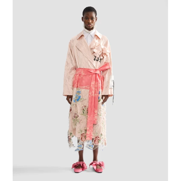Erdem Embellished Textured Satin Trench Coat - Coats - British Romantic Luxury at Luxury Shoes 