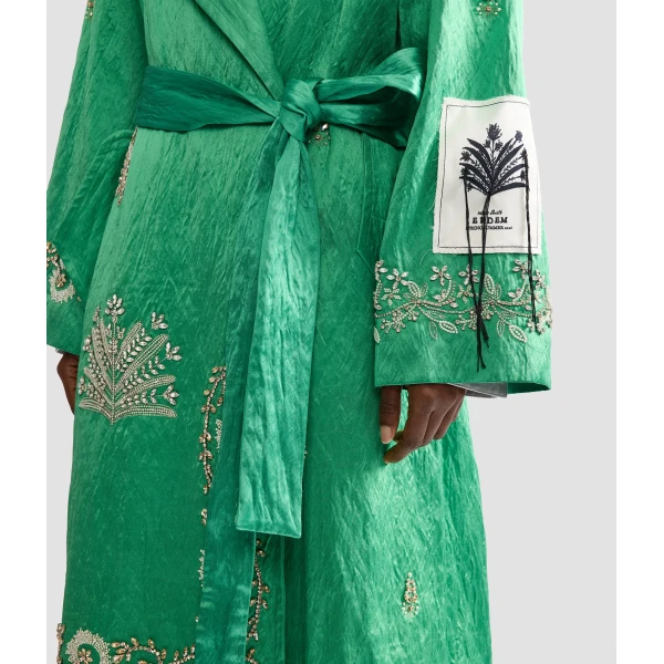 Erdem Embellished Textured Satin Trench Coat - Coats - British Romantic Luxury at Luxury Shoes 