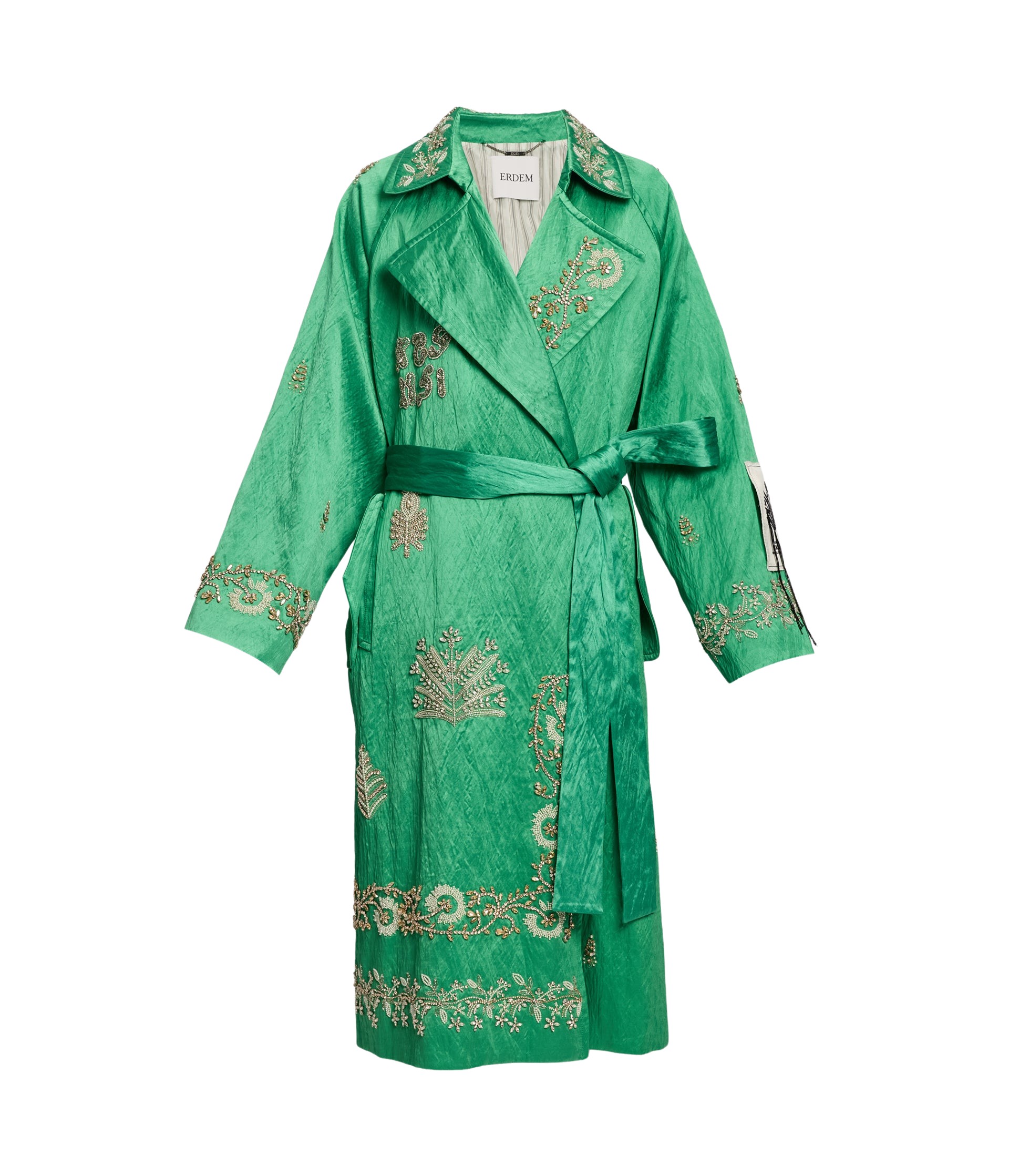 Erdem Embellished Textured Satin Trench Coat - Coats - British Romantic Luxury at Luxury Shoes 
