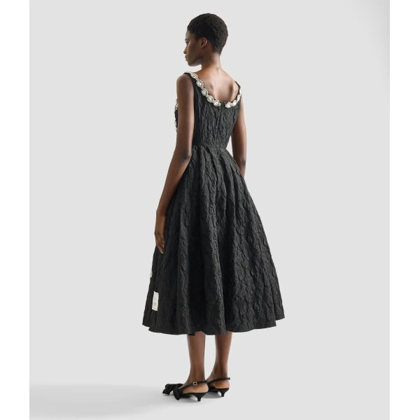 Erdem Embroidered Cloque Jacquard Sleeveless Midi Dress - Dresses - British Romantic Luxury at Luxury Shoes 