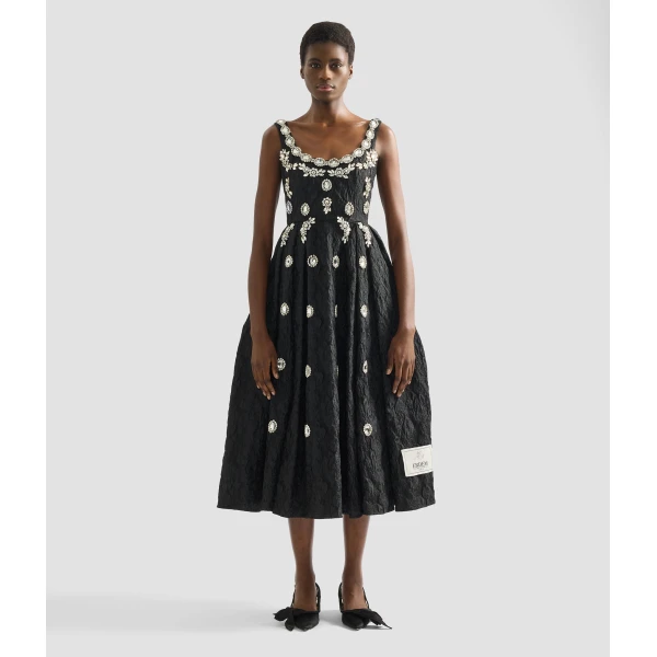 Erdem Embroidered Cloque Jacquard Sleeveless Midi Dress - Dresses - British Romantic Luxury at Luxury Shoes 