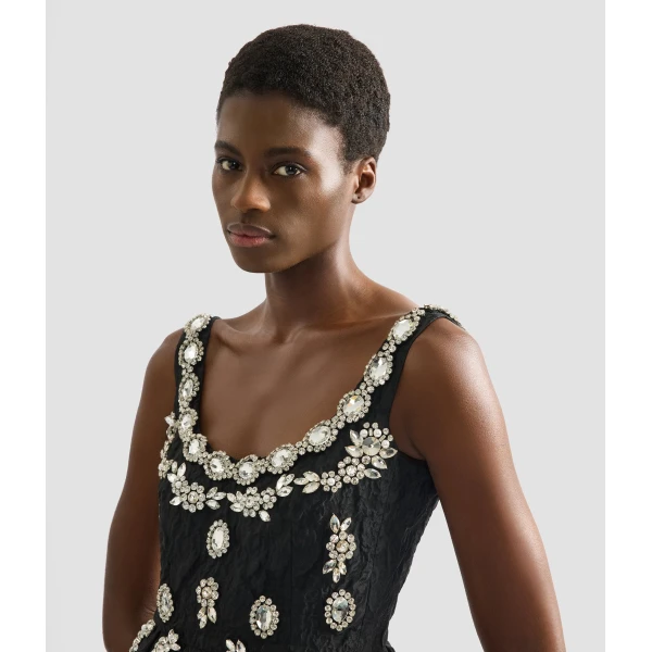 Erdem Embroidered Cloque Jacquard Sleeveless Midi Dress - Dresses - British Romantic Luxury at Luxury Shoes 
