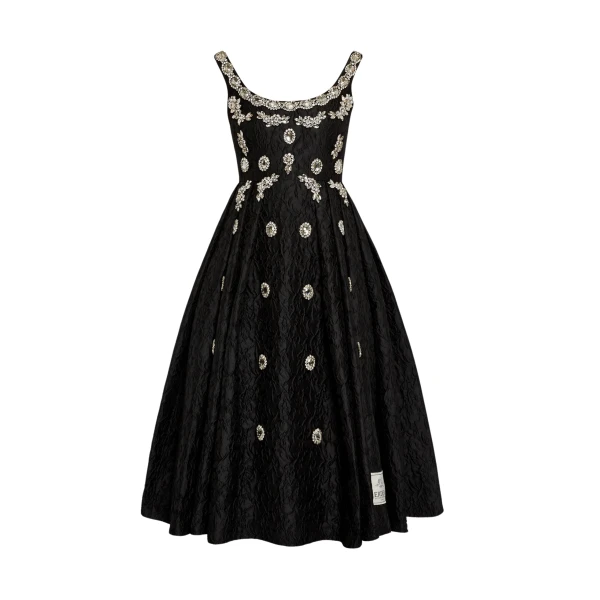 Erdem Embroidered Cloque Jacquard Sleeveless Midi Dress - Dresses - British Romantic Luxury at Luxury Shoes 