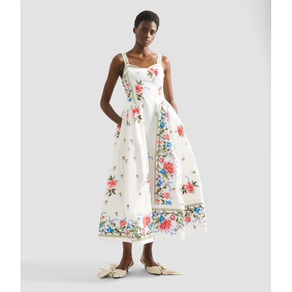 Erdem Embroidered Cotton Faille Sleeveless Midi Dress - Dresses - British Romantic Luxury at Luxury Shoes 