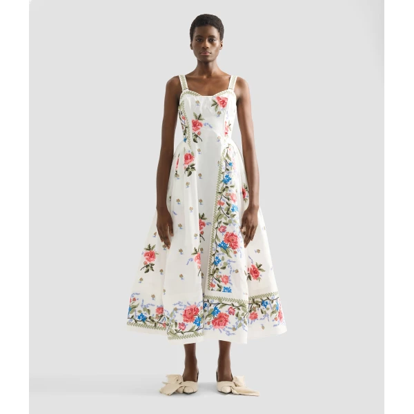 Erdem Embroidered Cotton Faille Sleeveless Midi Dress - Dresses - British Romantic Luxury at Luxury Shoes 