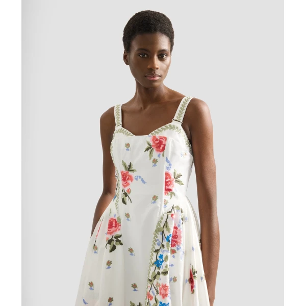 Erdem Embroidered Cotton Faille Sleeveless Midi Dress - Dresses - British Romantic Luxury at Luxury Shoes 