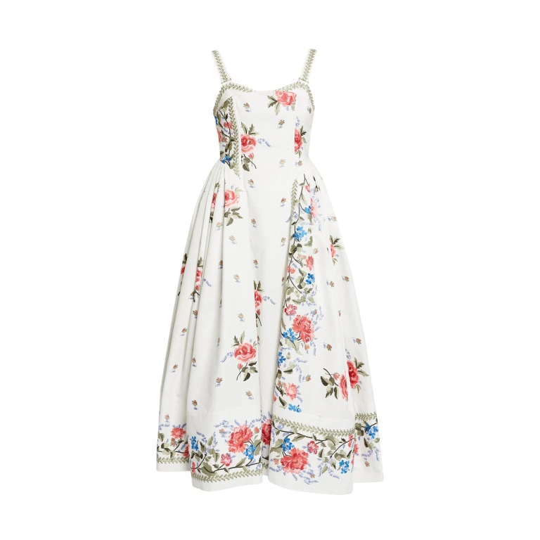 Erdem Embroidered Cotton Faille Sleeveless Midi Dress - Dresses - British Romantic Luxury at Luxury Shoes 