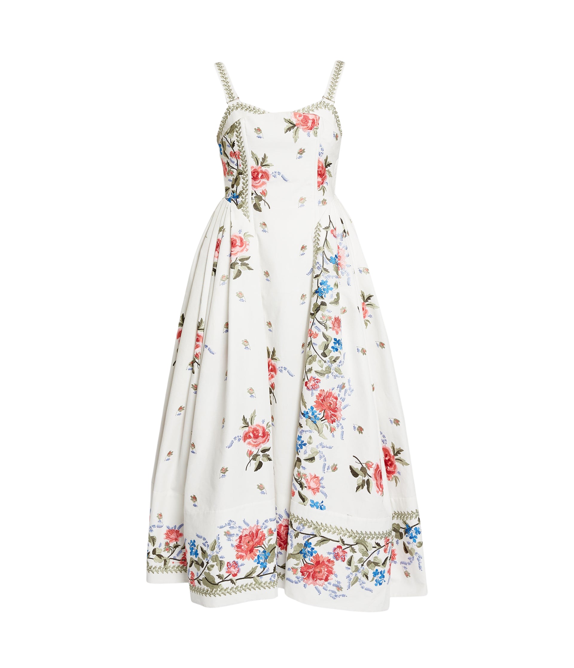 Erdem Embroidered Cotton Faille Sleeveless Midi Dress - Dresses - British Romantic Luxury at Luxury Shoes 