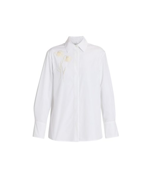Erdem Embroidered Cotton Poplin Long Sleeve Shirt - Tops - British Romantic Luxury at Luxury Shoes 