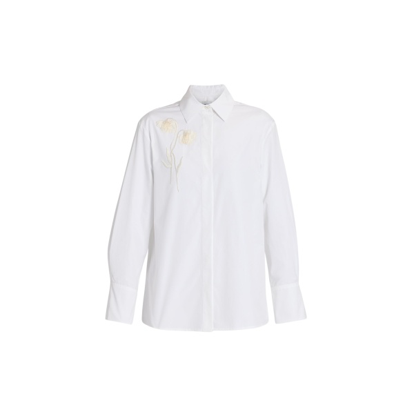 Erdem Embroidered Cotton Poplin Long Sleeve Shirt
