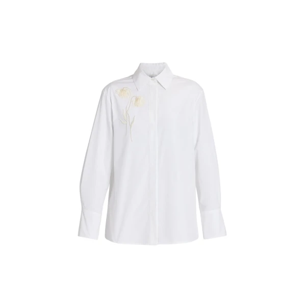 Erdem Embroidered Cotton Poplin Long Sleeve Shirt - Tops - British Romantic Luxury at Luxury Shoes 