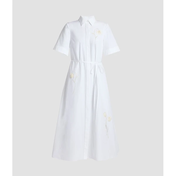 Erdem Embroidered Cotton Poplin Midi Shirt Dress - Dresses - British Romantic Luxury at Luxury Shoes 