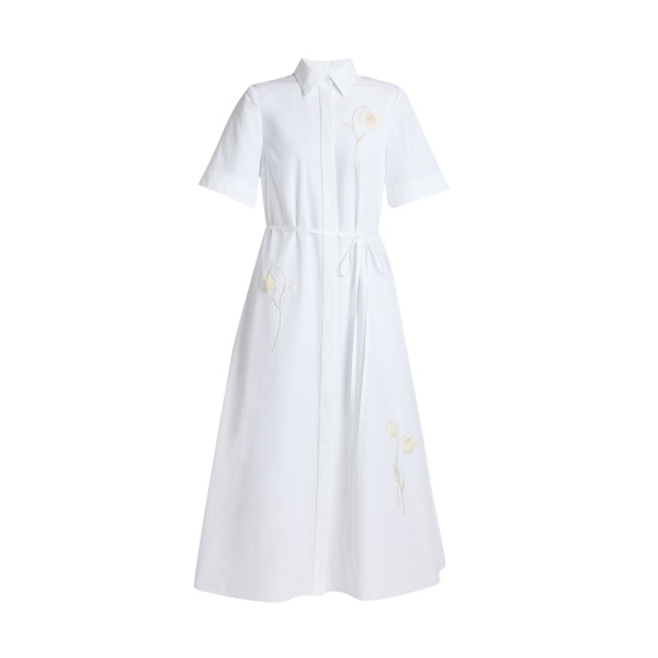 Erdem Embroidered Cotton Poplin Midi Shirt Dress - Dresses - British Romantic Luxury at Luxury Shoes 