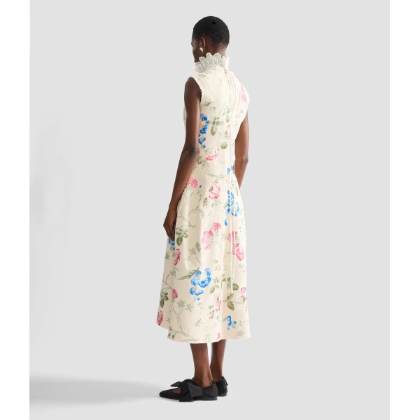 Erdem Embroidered Cotton Twill Hourglass Midi Dress - Dresses - British Romantic Luxury at Luxury Shoes 